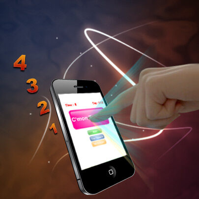 A hand Clicking on the Phone with Speed Tapping Game