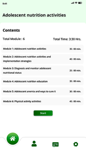 Adolescent Nutrition Activities Contents