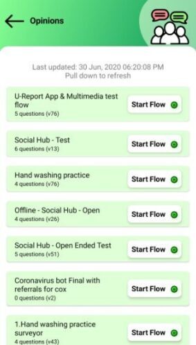 List of Opinions from U-Report