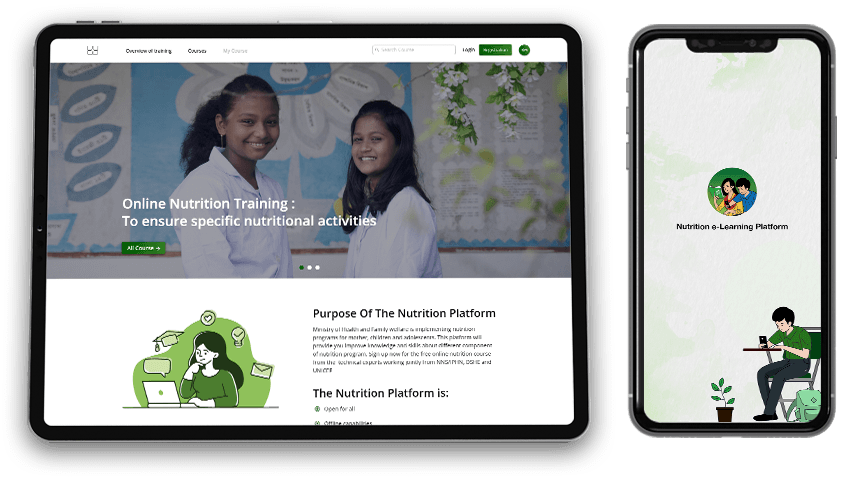 Nutrition e-Learning Platform Moblie and Tab Mockup View
