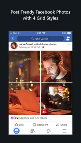 Post trendy Facebook Photos with Four Grid Styles