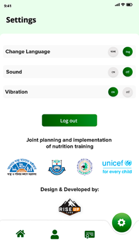 Settings of Online Nutrition training