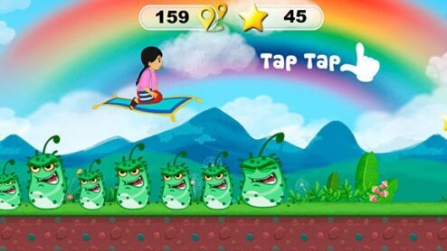 Meena in magic carpet above germs