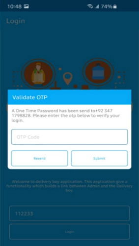 Delivery Application Validate Otp e-Commerce Solutions