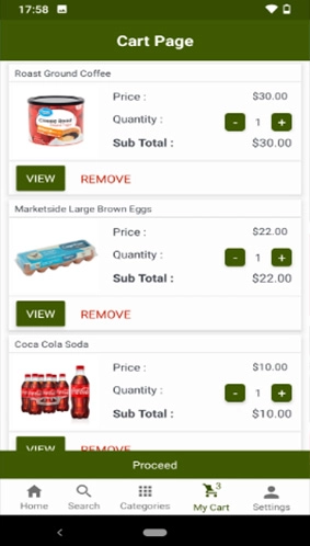 e-Commerce Application Cart Page