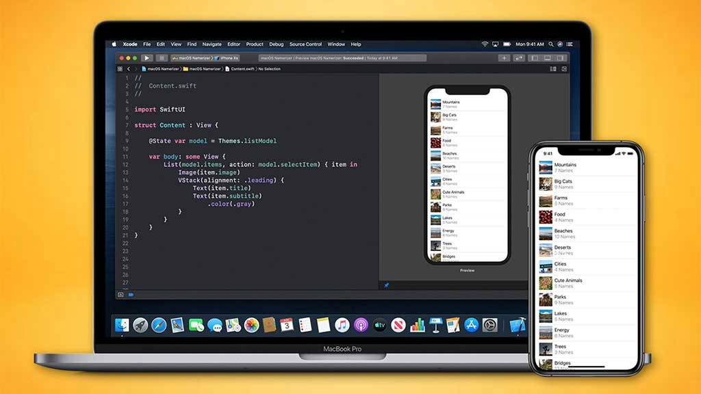 iOS development in Xcode iOS development in Xcode. The image is showing codes in Xcode interface.