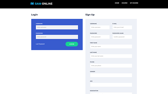 Website Registration Form to Access the Course