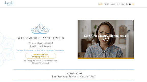 Shaanti Jewels Homepage From Desktop View