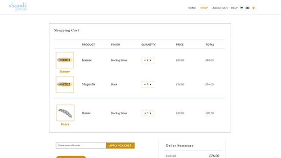 Shopping Cart Screen Shot