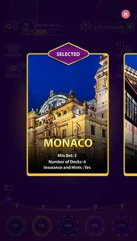 Location Screenshot In Blackjack 21 Card Game