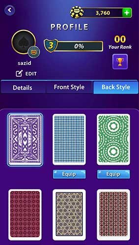 Player Profile Screenshot In Blackjack 21 Card Game