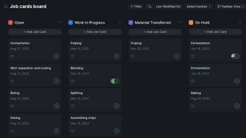 ERPNext Kanban Screenshot