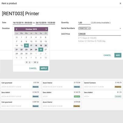 Odoo rental module