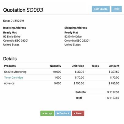Odoo sales module