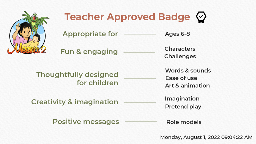 Teacher approved badge of Meena Game 2