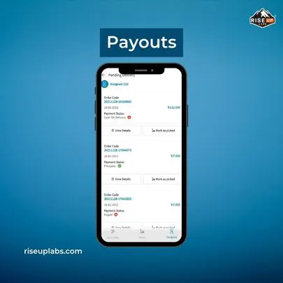 Payouts history of Red Grocer Delivery app