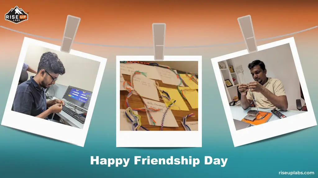 Riseup Labs Team Members Making Hand Band for their Friends