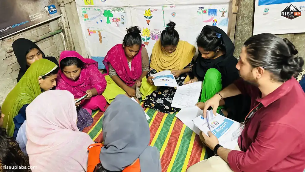 Adolescents are taking part in the App UAT in Mymensingh