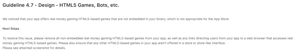 app submission review message