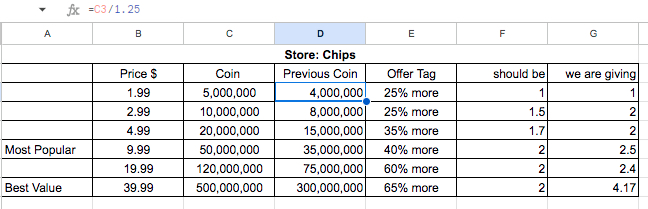 Coin pack balancing in excel