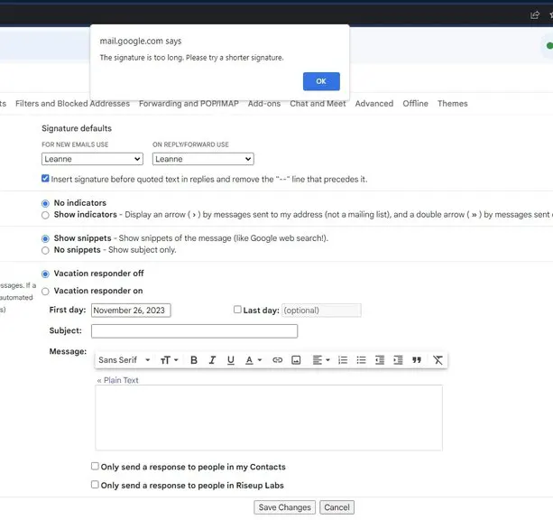 Email Signature Length Issue