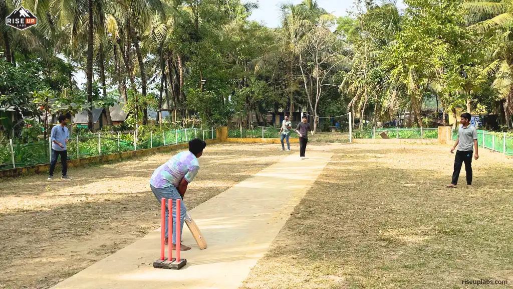 Playing Cricket at Beach Resort