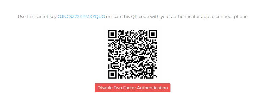 generating qr code and secret code for 2fa app