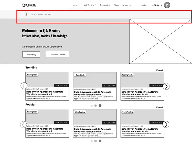 Search Bar on Landing Page Extrinsic Cognitive Load